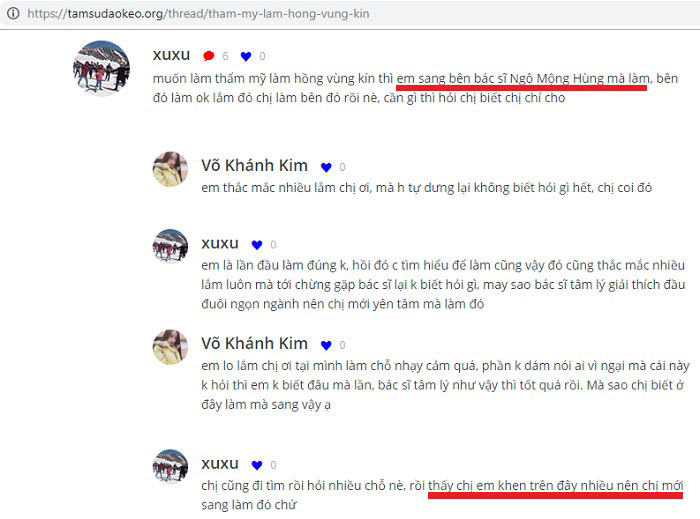 Làm hồng vùng kín Webtretho - Phản hồi từ chị em 2