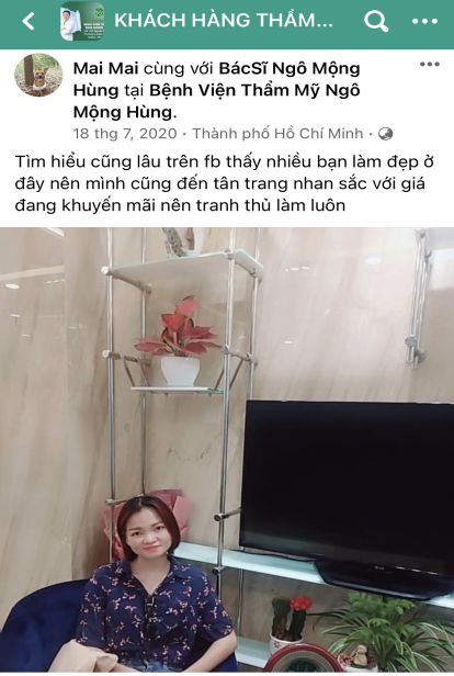 khách hàng chia sẻ trên fanpage bác sĩ Ngô Mộng Hùng