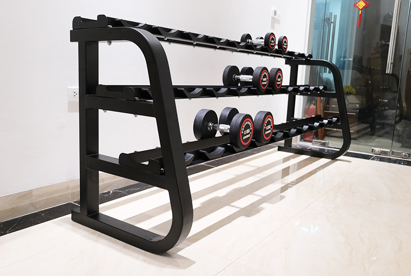 Giá để tạ 3 tầng (loại 15 cặp) HQ-15 5 Chân giá để tạ thiết kế choãi rộng vững chãi