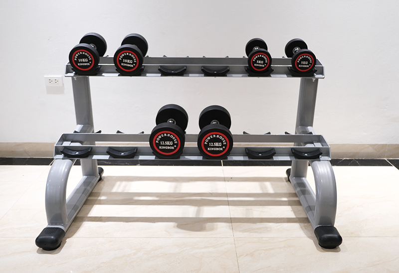 Giá để tạ 2 tầng (loại 6 cặp) HQ-06 5 Rãnh để tạ thiết kế rời từng vị trí