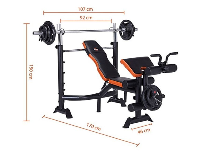 Kích thước ghế tập tạ GM 4380