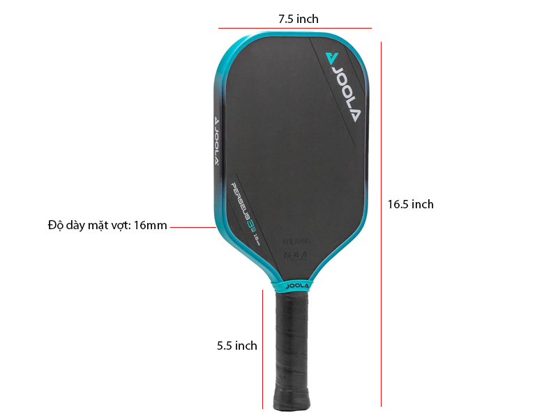 Vợt Joola Ben Johns Perseus 3S 16mm 3 Kích thước vợt Joola Ben Johns Perseus 3S 16mm