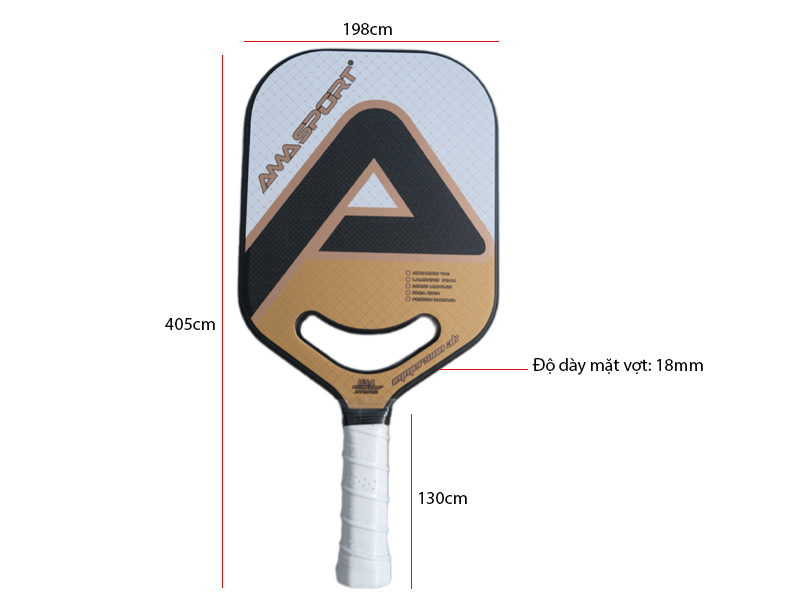 Kích thước vợt Pickleball AMA PP002