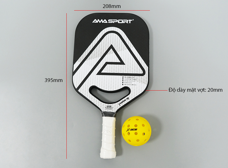Vợt Pickleball Fusion 3K 4 Kích thước vợt Pickleball Fusion 3K