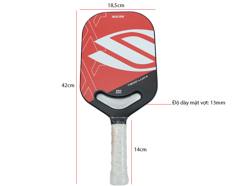 Vợt Pickleball Skin T800 Luxx 3 Kích thước vợt Pickleball Skin T800 Luxx