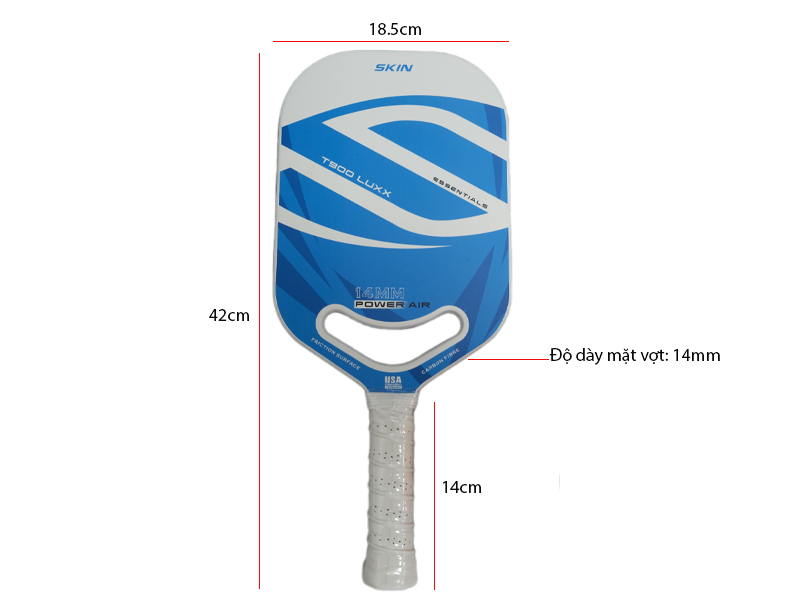 Vợt Pickleball Skin T900 Luxx 3 Kích thước vợt Pickleball Skin T900 Luxx