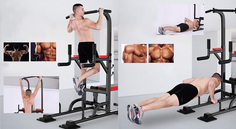 Tập hít đất và tập hít xà với ghế tập tạ đa năng T508