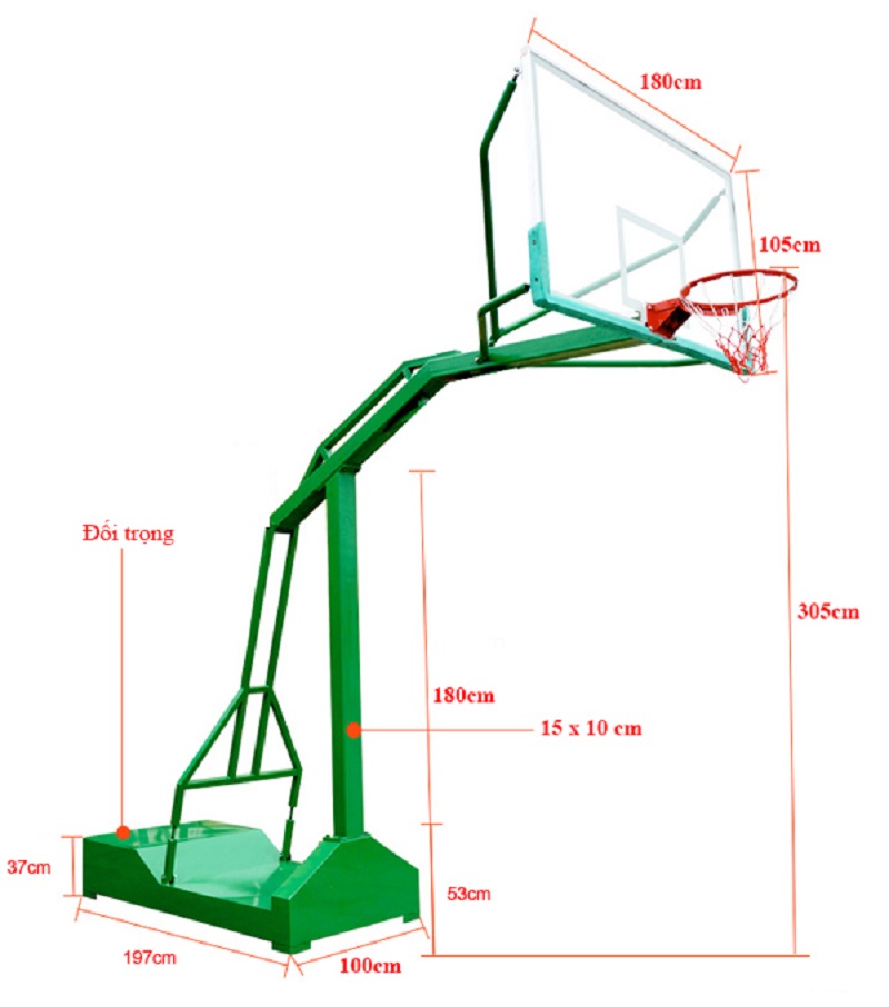 Thông số kỹ thuật của trụ bóng rổ TT-501
