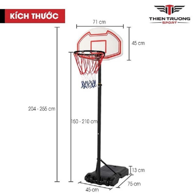 Kích thước trụ bóng rổ TT01