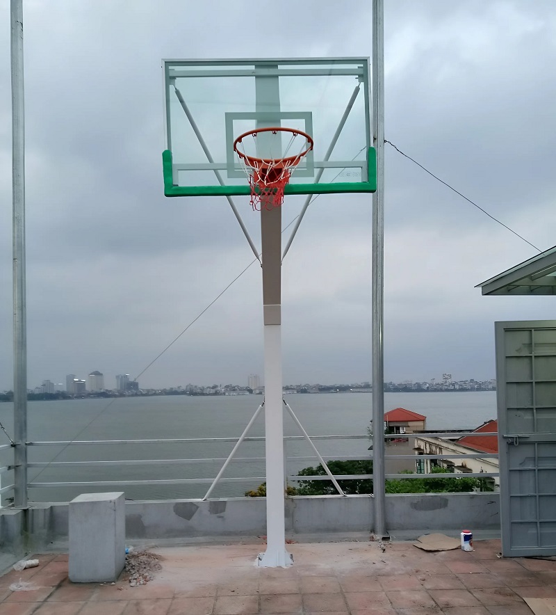 Trụ bóng rổ cố định bảng kính cường lực 3 Cấu tạo Trụ bóng rổ cố định bảng kính cường lực