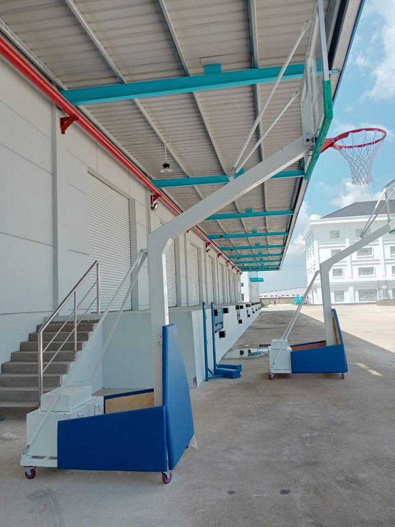 Thông số kỹ thuật của trụ bóng rổ di động kính cường lực