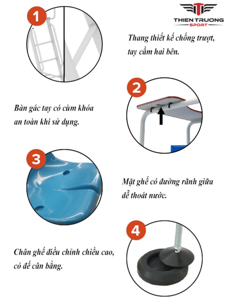Ghế trọng tài tennis Sodex S25332-CPT 5 Tiêu chuẩn của ghế trọng tài tennis S25332-CPT