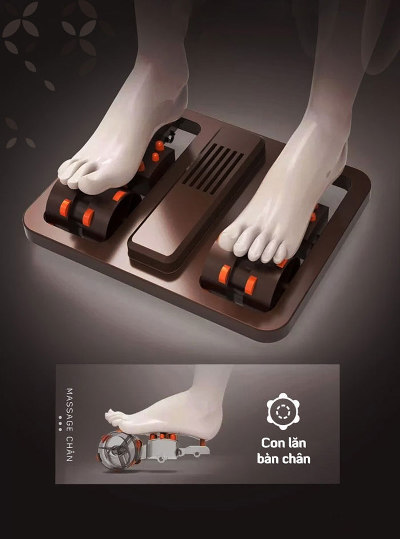 Tích hợp con lăn massage silicon 4D hiện đại, mềm mại