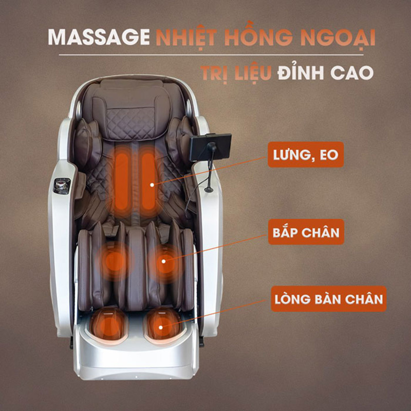 Ghế massage có chức năng nhiệt hồng ngoại trị liệu đỉnh cao
