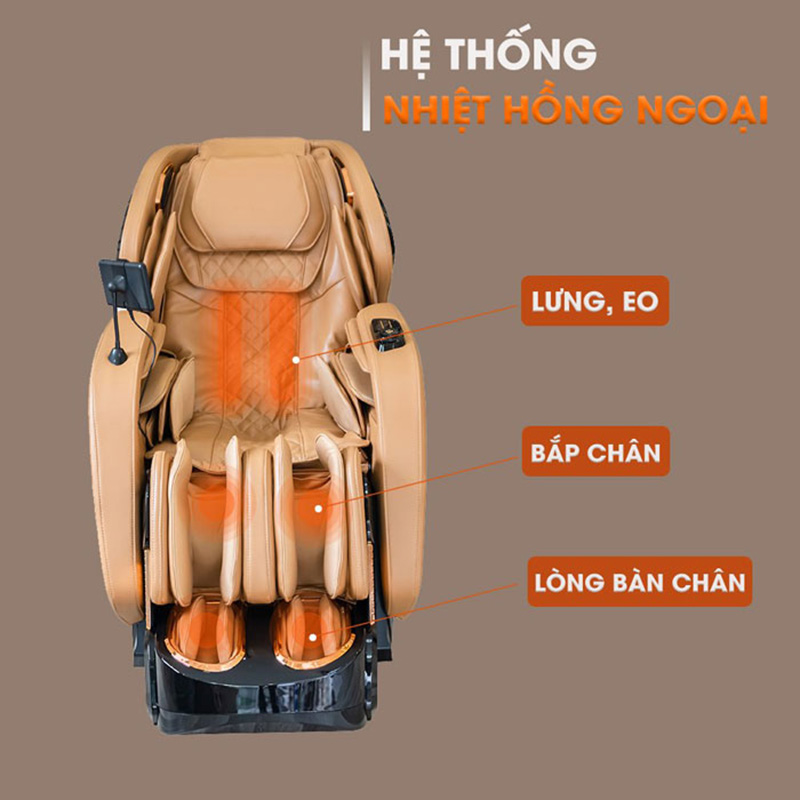 Hệ thống nhiệt hồng ngoại giúp làm ấm cơ thể, kích thích máu lưu thông