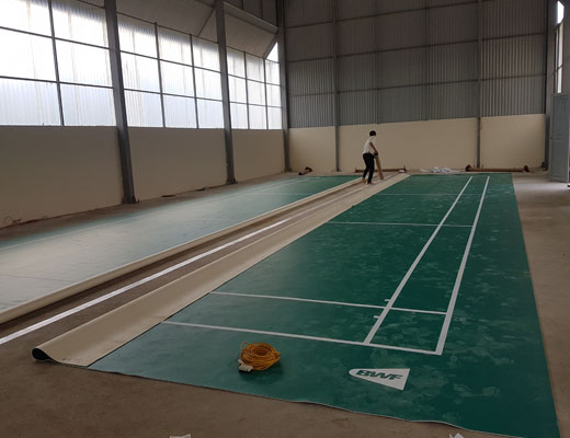 Thi công sân cầu lông tại BHXH huyện Tuần Giáo