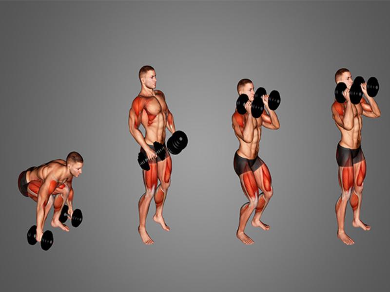 Tập tạ tay 5kg với dumbbell clean