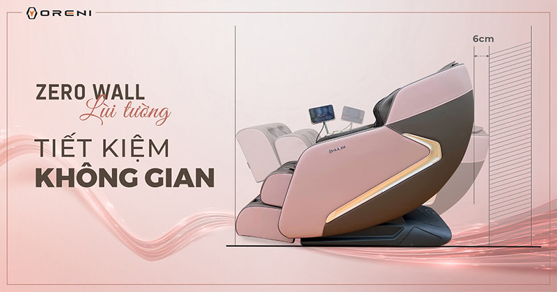 Ghế massage tích hợp tính năng Zero Wall lùi tường tiết kiệm diện tích