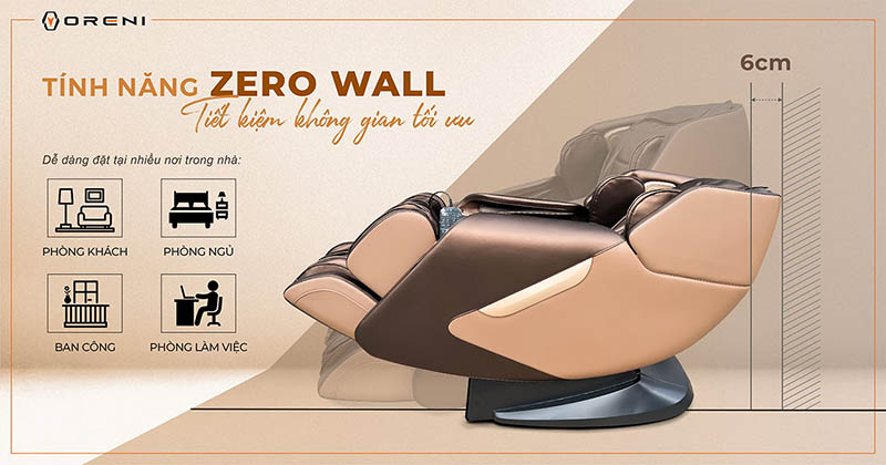 Ghế massage tích hợp tính năng zero wall tiết kiệm không gian