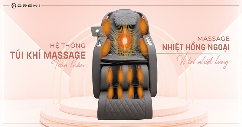 Tích hợp Hệ thống túi khí massage toàn thân và Massage nhiệt hồng ngoại 