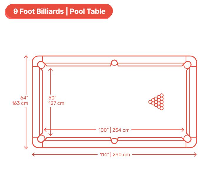 Bàn bida Pool là gì? Cấu tạo và các giải đấu 2 kích thước bàn bida tiêu chuẩn 9 feet