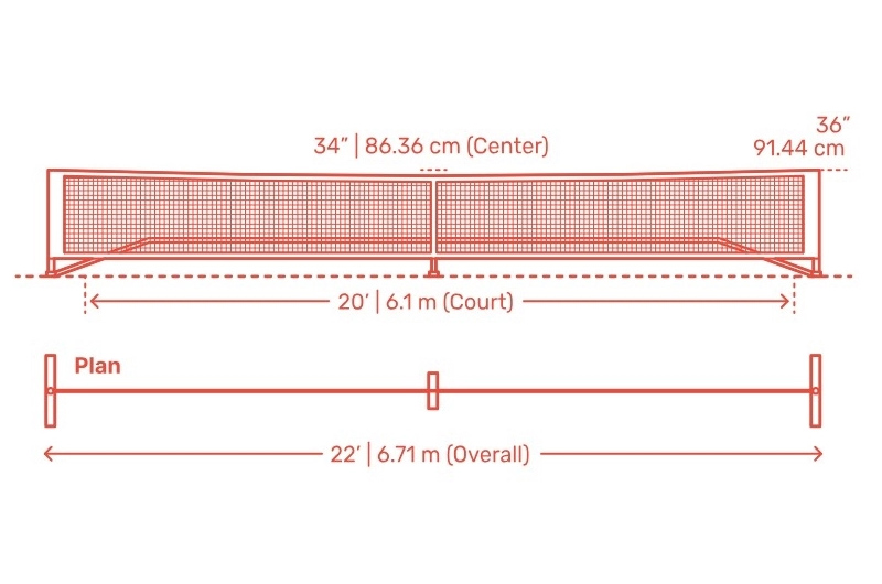 Kích thước lưới Pickleball