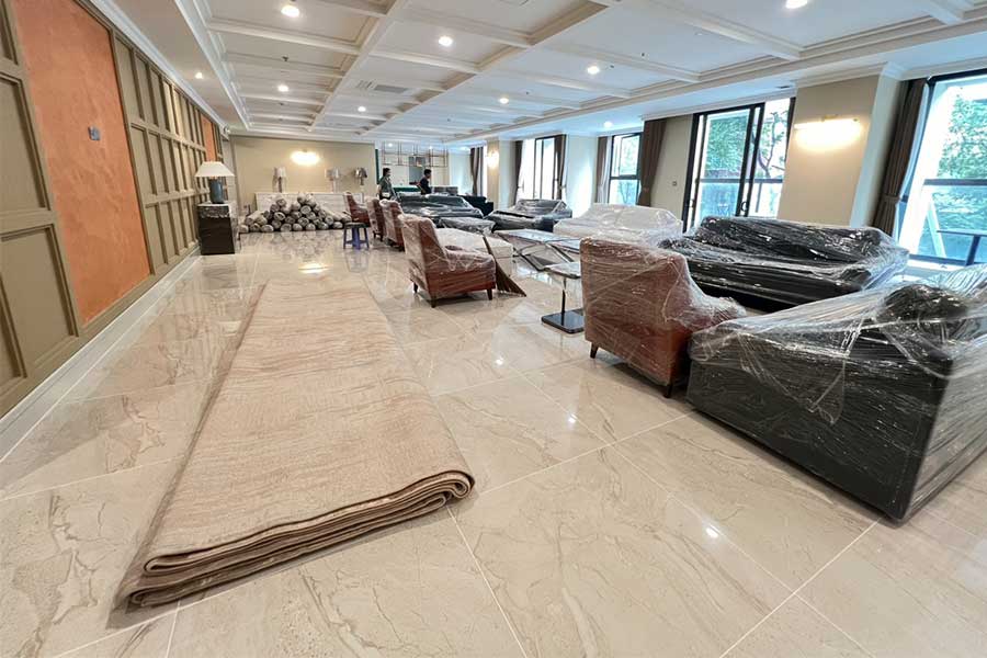 Hình ảnh thực tế thi công thảm trải sàn kích thước lớn